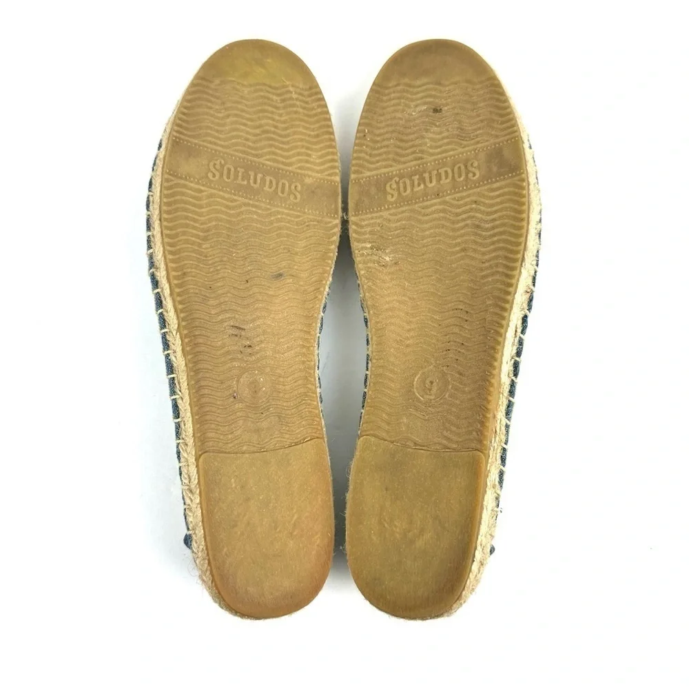 Soludos Popsicle Espadrille 9 Blue Denim Canvas Slip‎ On Womens Shoes